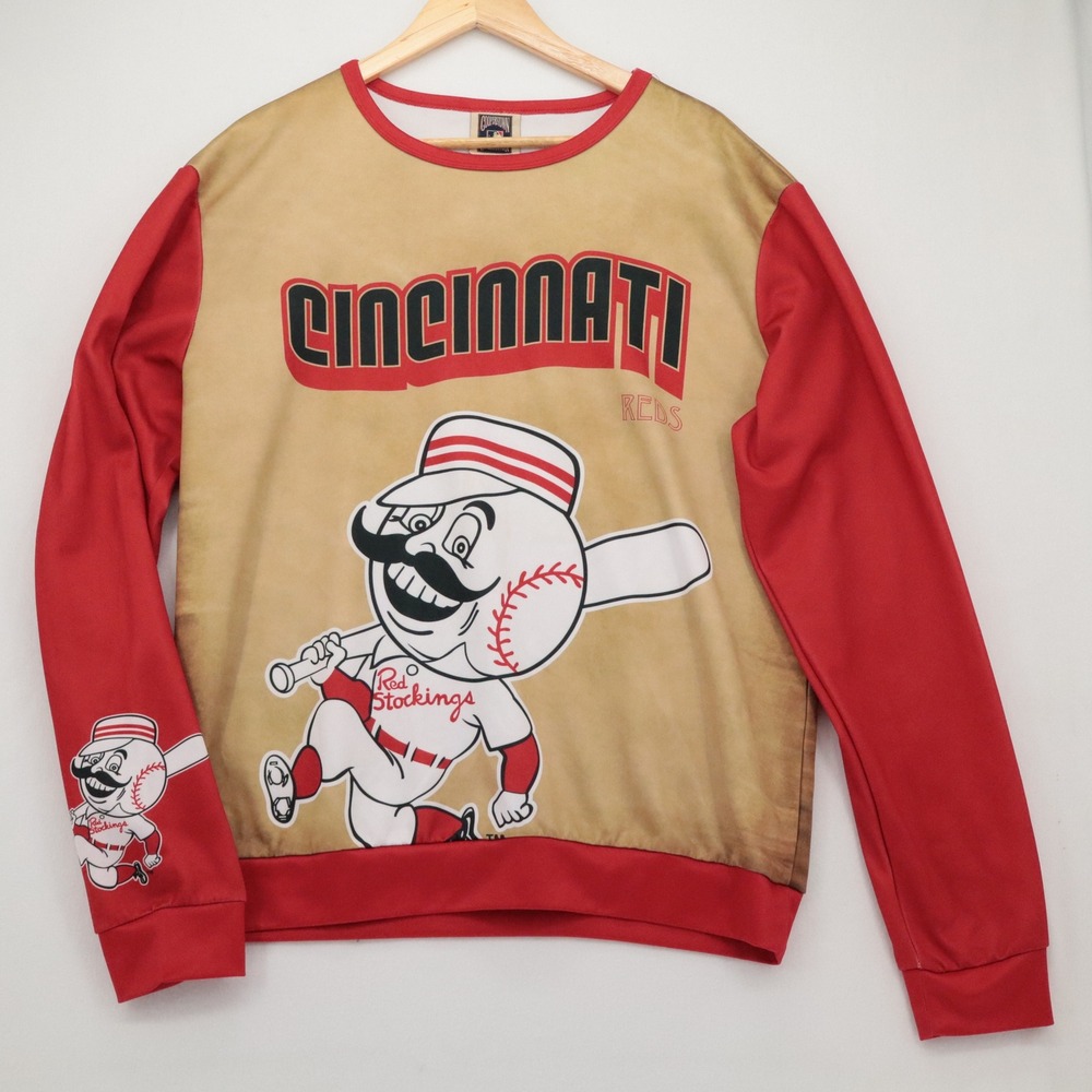 MLB Cincinnati Reds Cooperstown Collection Mens L Mr Redlegs Sweatshirt Red Tan